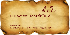 Lukovits Teofánia névjegykártya